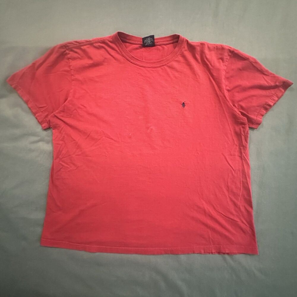 Vintage Polo Ralph Lauren T Shirt Mens L Pony Logo Crewneck Red 90s 00s Y2K